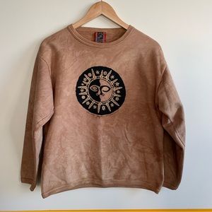 Unknown Brand Women's Sun Motif Crewneck Sweatshirt - Brown